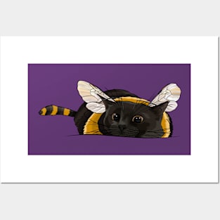 Fuzzy Little Bumblebee Kitty Posters and Art